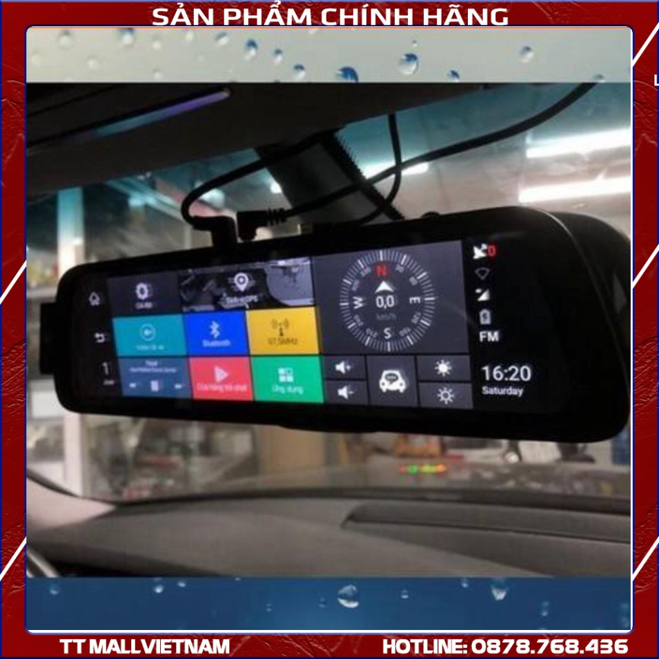 Camera hành trình gương Smartcam androi A86 màn hình 10 INCH IPS RAM 2G Kết nối xem từ xa trực tuyến siêu nét