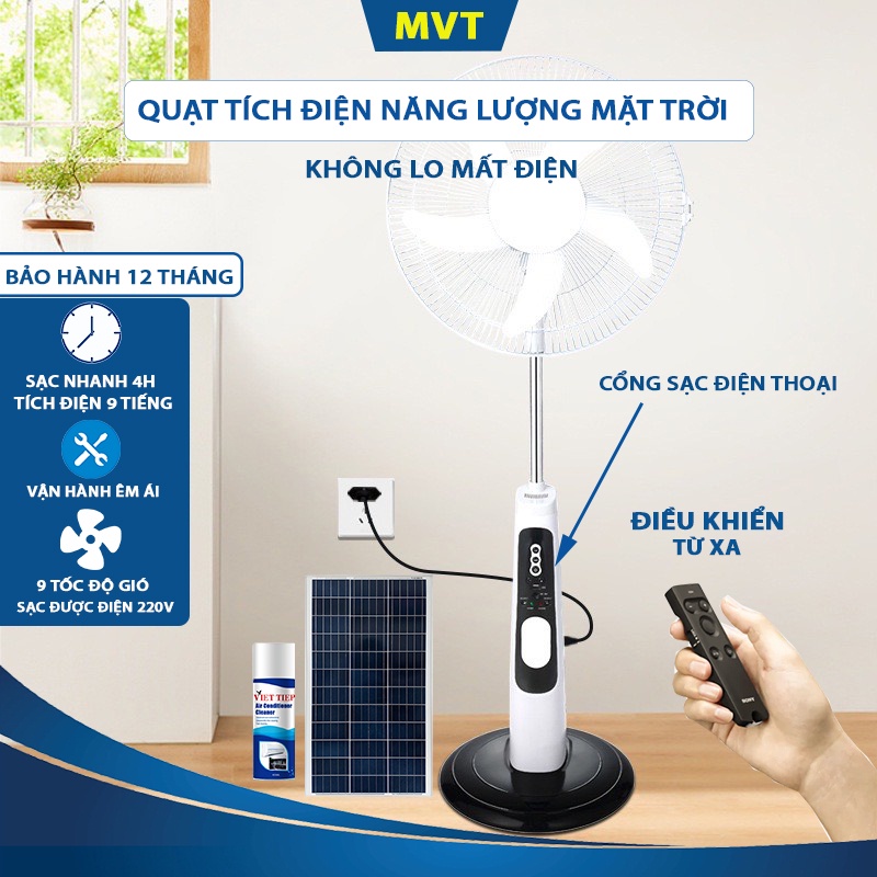 Quạt tích điện năng lượng mặt trời cao cấp,Tiết kiệm điện,tích điện 6-8 tiếng