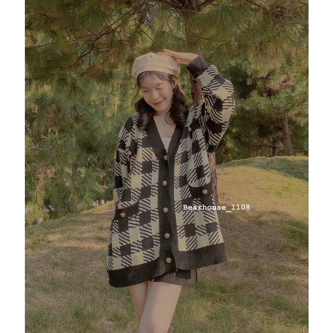 ❌ ÁO CARDIGAN LEN KẺ ĐEN TRẮNG ❌ | BigBuy360 - bigbuy360.vn