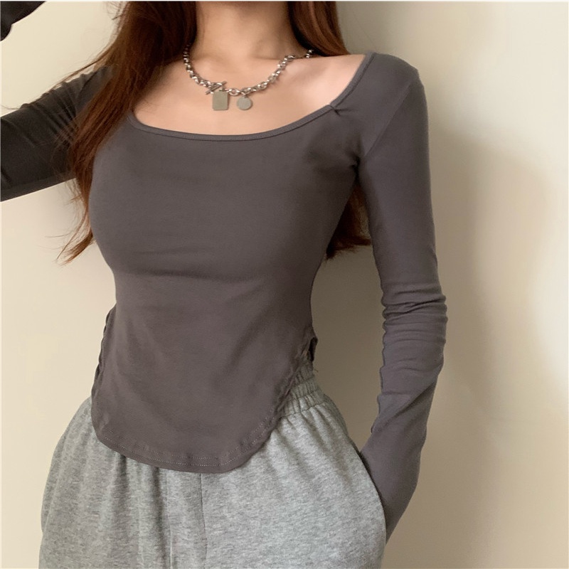 [ Mã 11FASHIONSALE1 giảm 10K đơn 50K ] Áo Kiểu Tay Dài Cổ Vuông Thời Trang Hàn Quốc Dành Cho Nữ | BigBuy360 - bigbuy360.vn