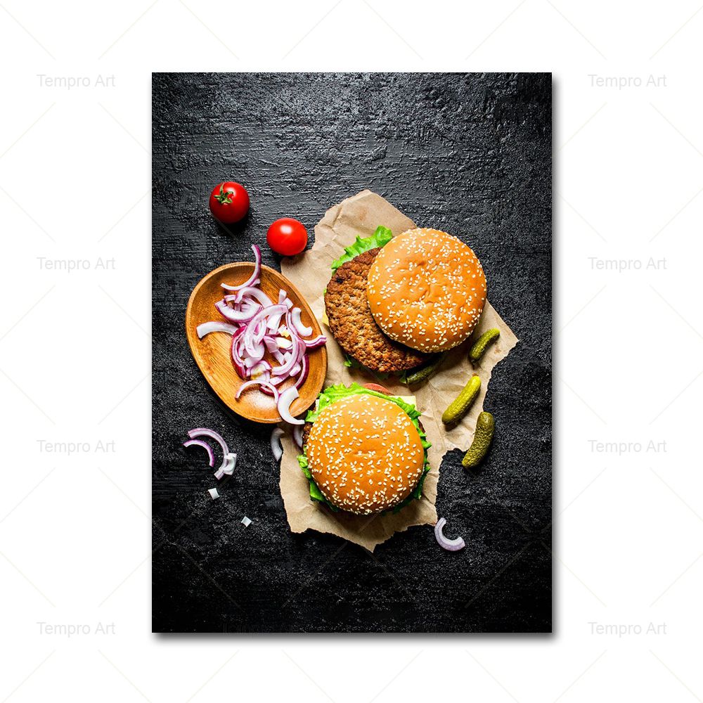 Tranh Vải Bạt Treo Tường In Hình Thức Ăn/Bizza/Bánh Pizza Trang Trí Nhà Bếp Nhà Hàng