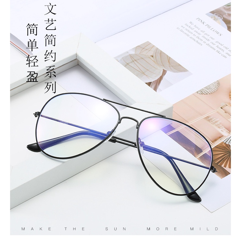 Mắt kính phi công gọng kim loại hỗ trợ chống ánh sáng xanh hiệu quả thời trang cho nam nữ