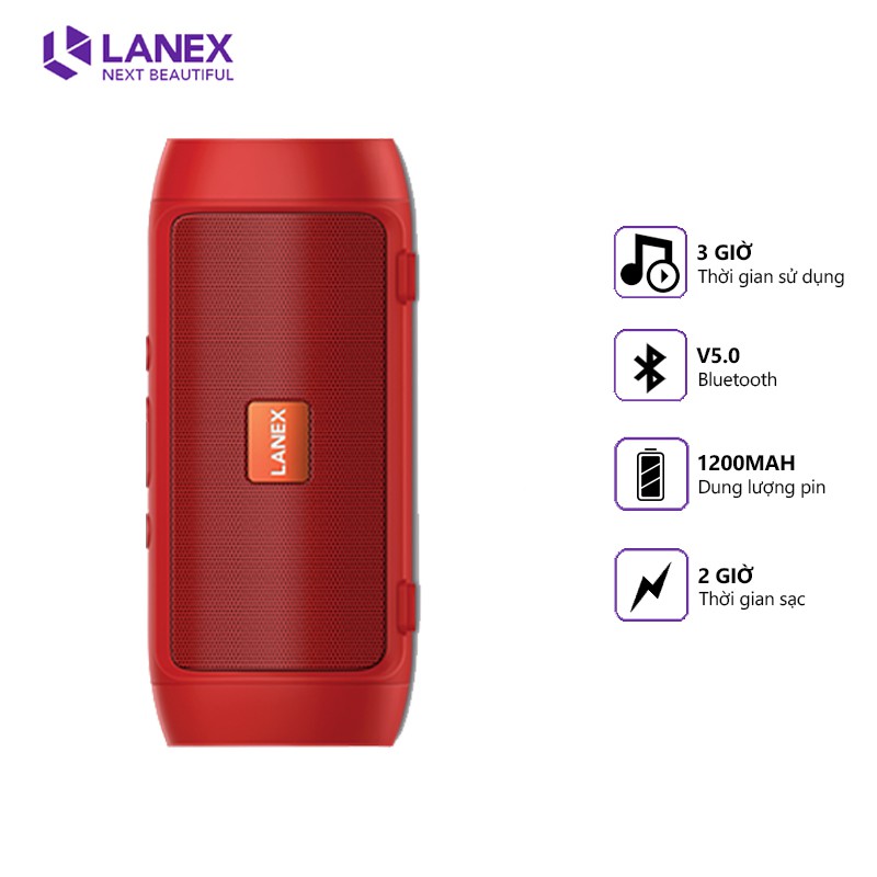 Loa Bluetooth LANEX LSK - W06 V5.0, nghe nhạc sống động, pin trâu, tương thích nhiều thiết bị