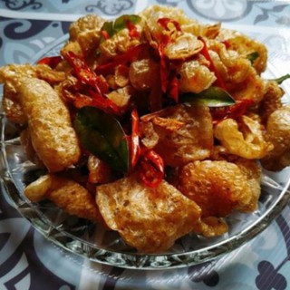 Bì heo chiên xóc tỏi ớt 500g chuẩn. Keto _Thuongxa90