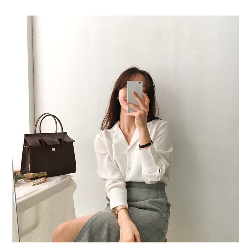 Áo Sơ Mi Lụa Cổ Vest_Phong Cách Tiểu Thư