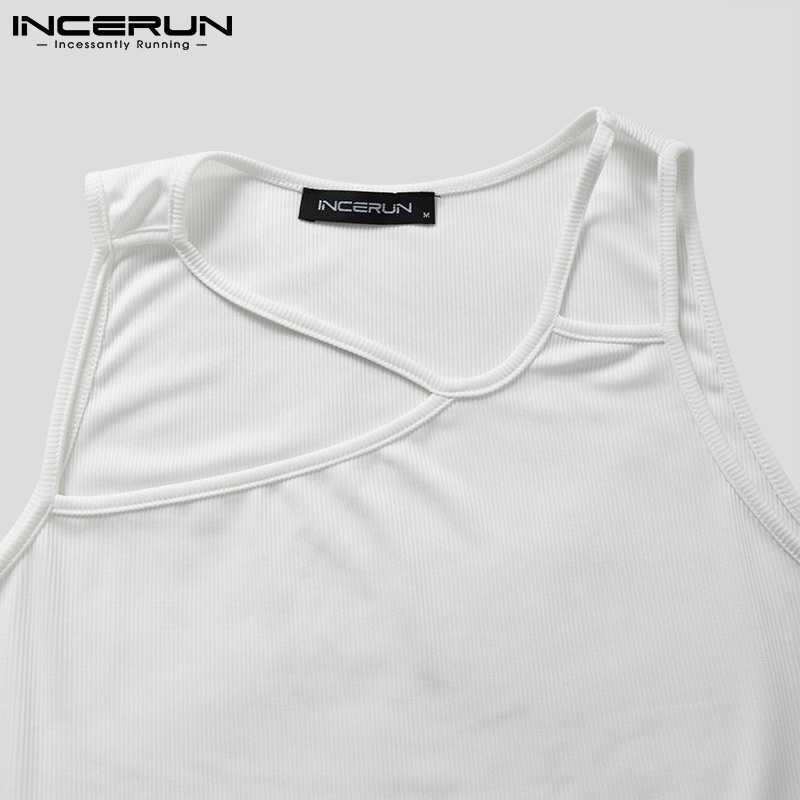 Áo kiểu INCERUN dành cho nam thiết kế không tay dây đeo ôm dáng thời trang 3 màu sắc lựa chọn