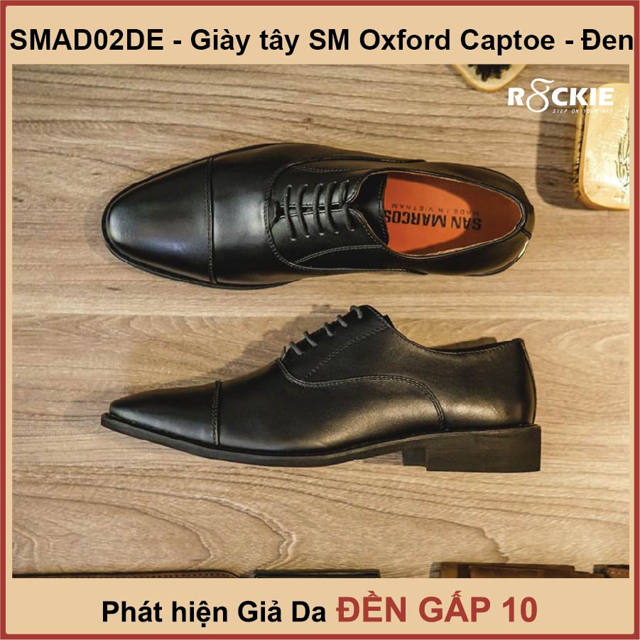 Giày tây nam da thật SM Oxford Captoe - Da nappa nhập khẩu cao cấp - Giả da đền gấp 10 - SMAD02DE - R8ckie