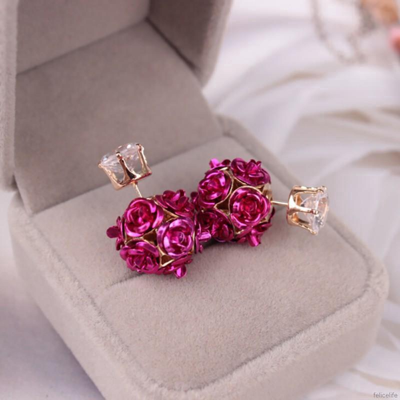 Khuyên tai hoa hồng thời trang cho nữ