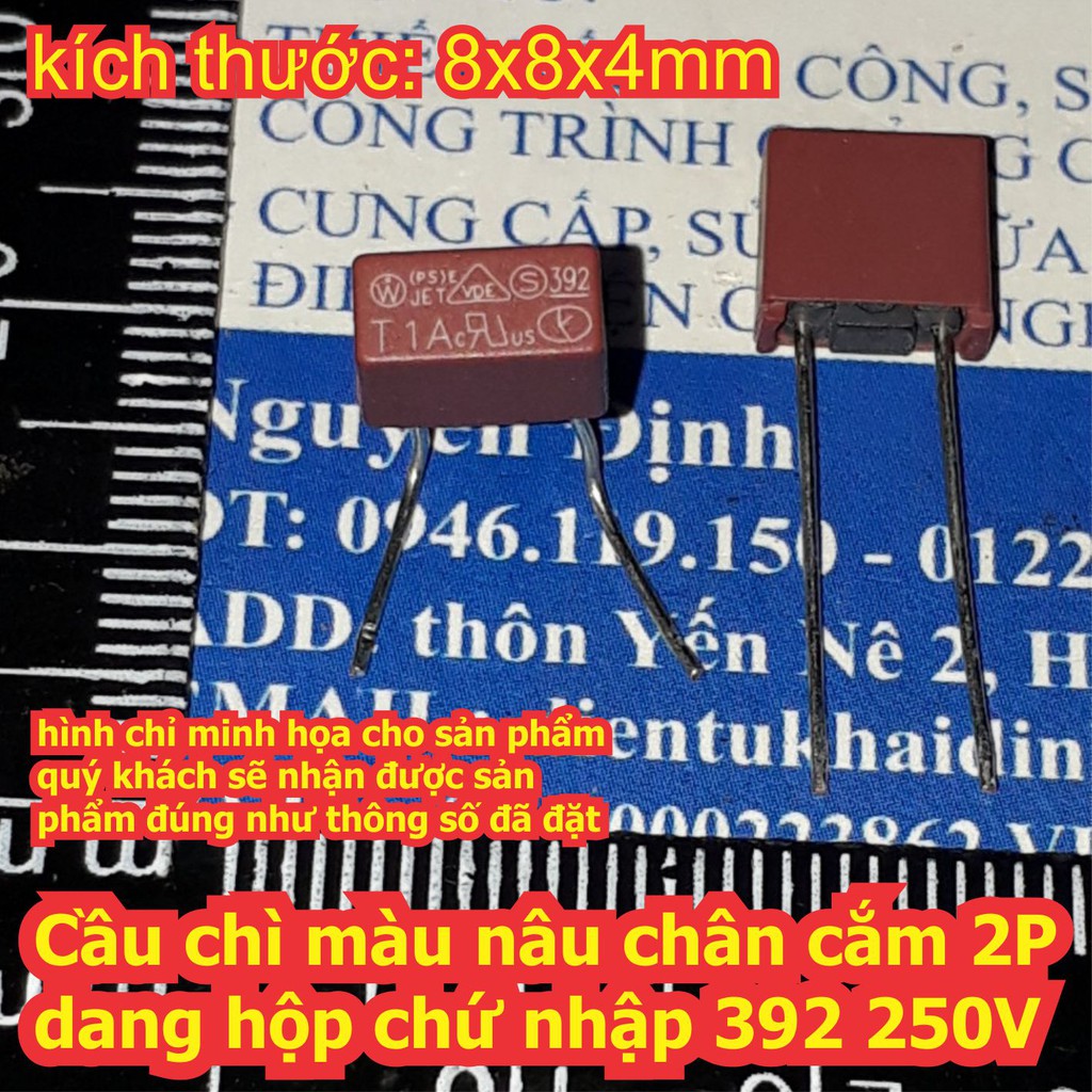 10 cái Cầu chì màu nâu chân cắm 2P dang hộp chứ nhập 392 250V dòng 1A ~ 15A kde6874