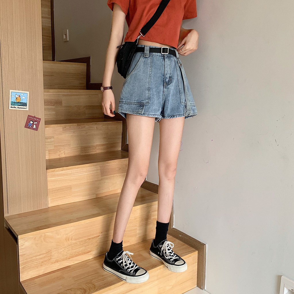 Quần short jeans có túi Ulzzang