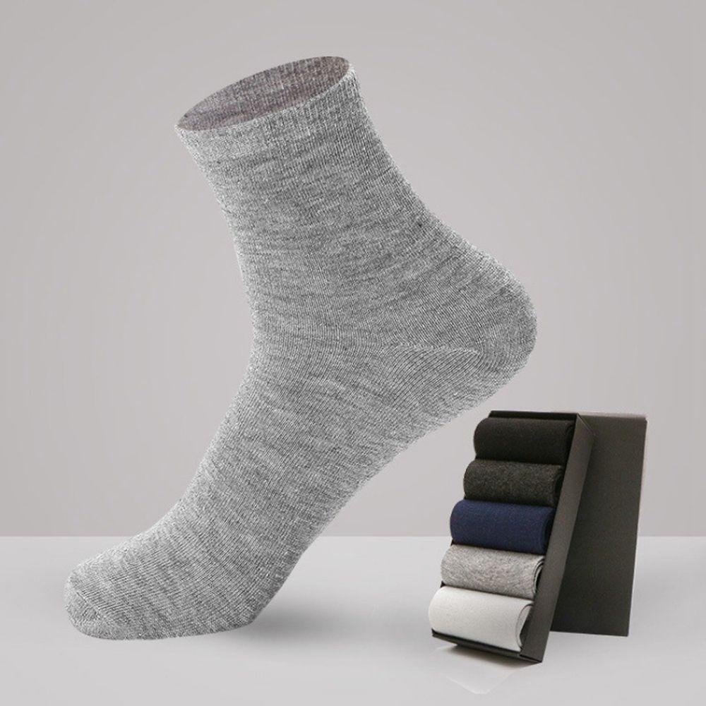 QQMALL Set 5 Đôi Tất Thể Thao Chất Liệu Cotton Thấm Hút Mồ Hôi Màu Trắng Đen