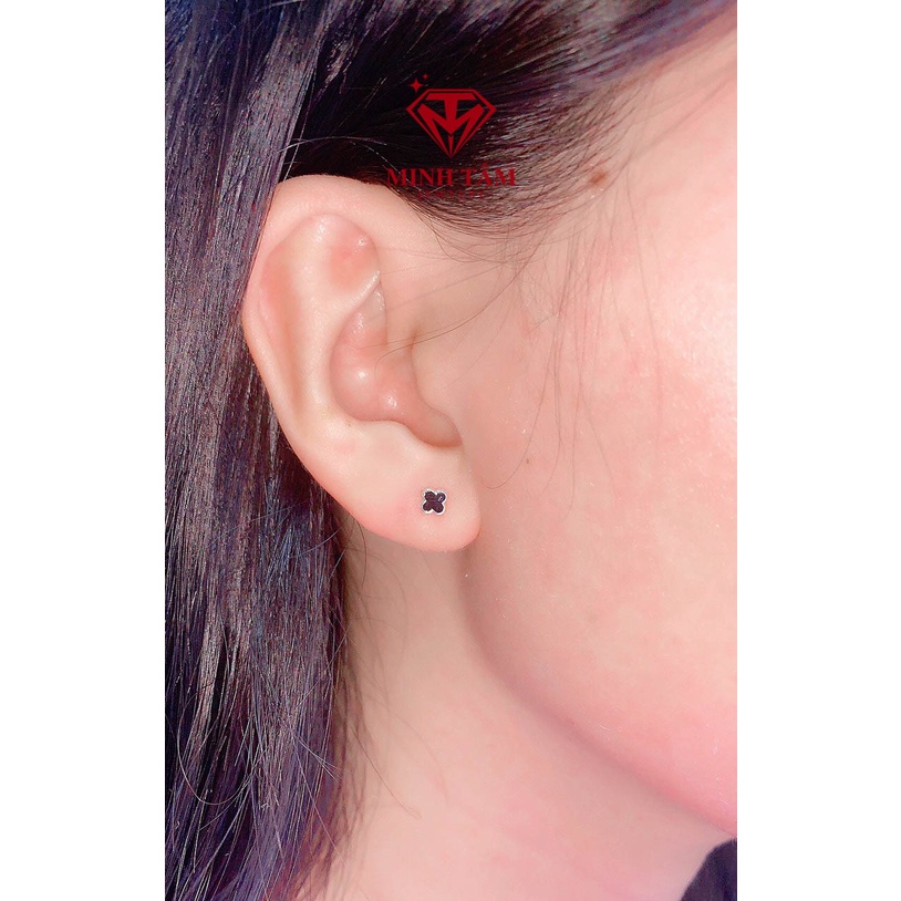Bông tai bạc nữ cỏ bốn lá bạc ta, Khuyên tai cỏ bốn lá bạc ta-Minh Tâm Jewelry