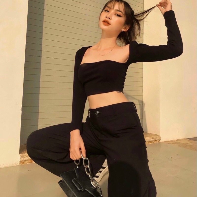Hàng mới A5271 Áo ống croptop trễ vai tay dài cực sexy