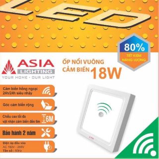 ĐÈN ỐP TRẦN VUÔNG CẢM BIẾN 18W ASIA