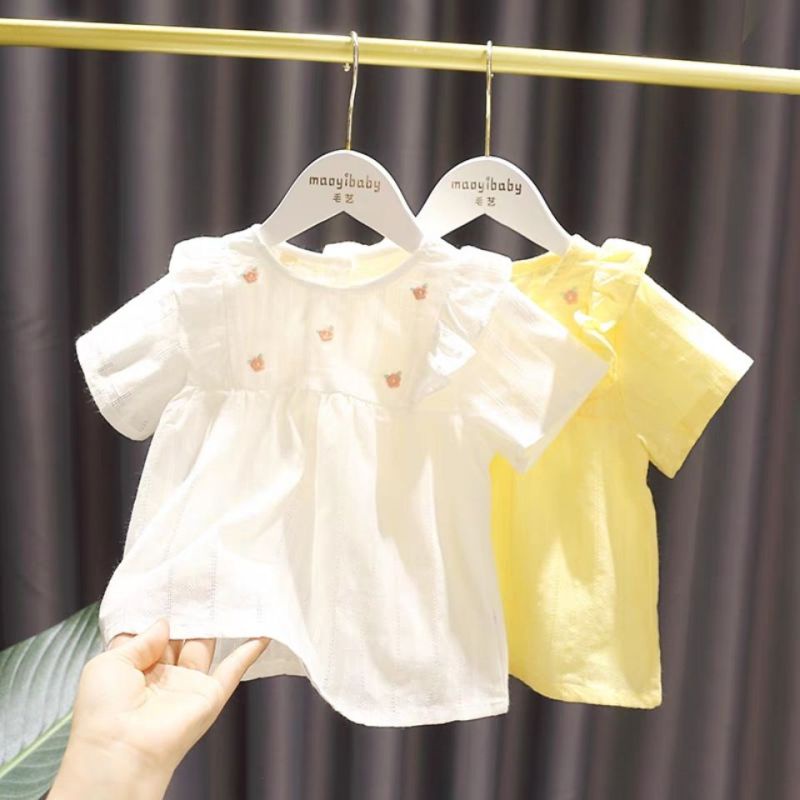 Áo Sơ Mi Cotton Mềm Mại Thoáng Khí Thời Trang Mùa Hè Cho Bé Gái 1-6 Tuổi
