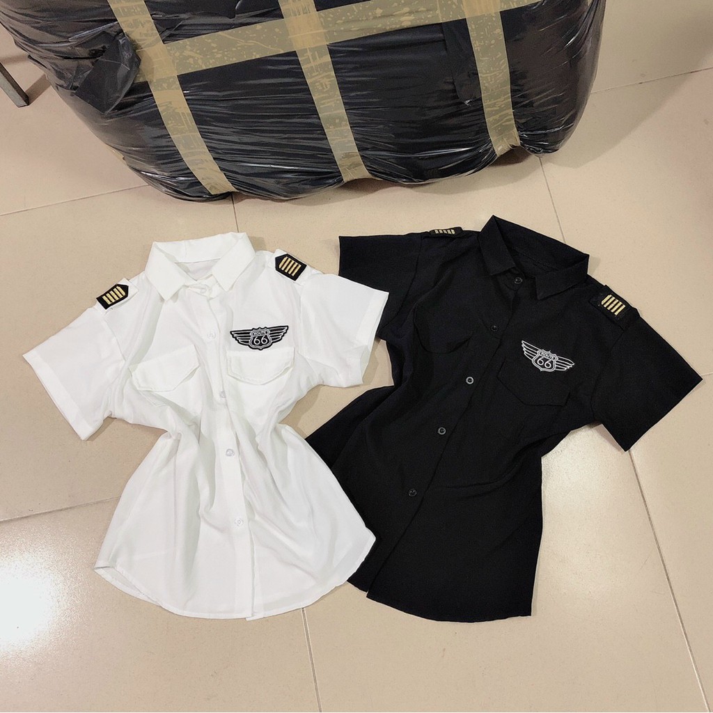 Set áo sơ mi cơ trưởng tay ngắn phối quần short kaki khoen rời cá tính