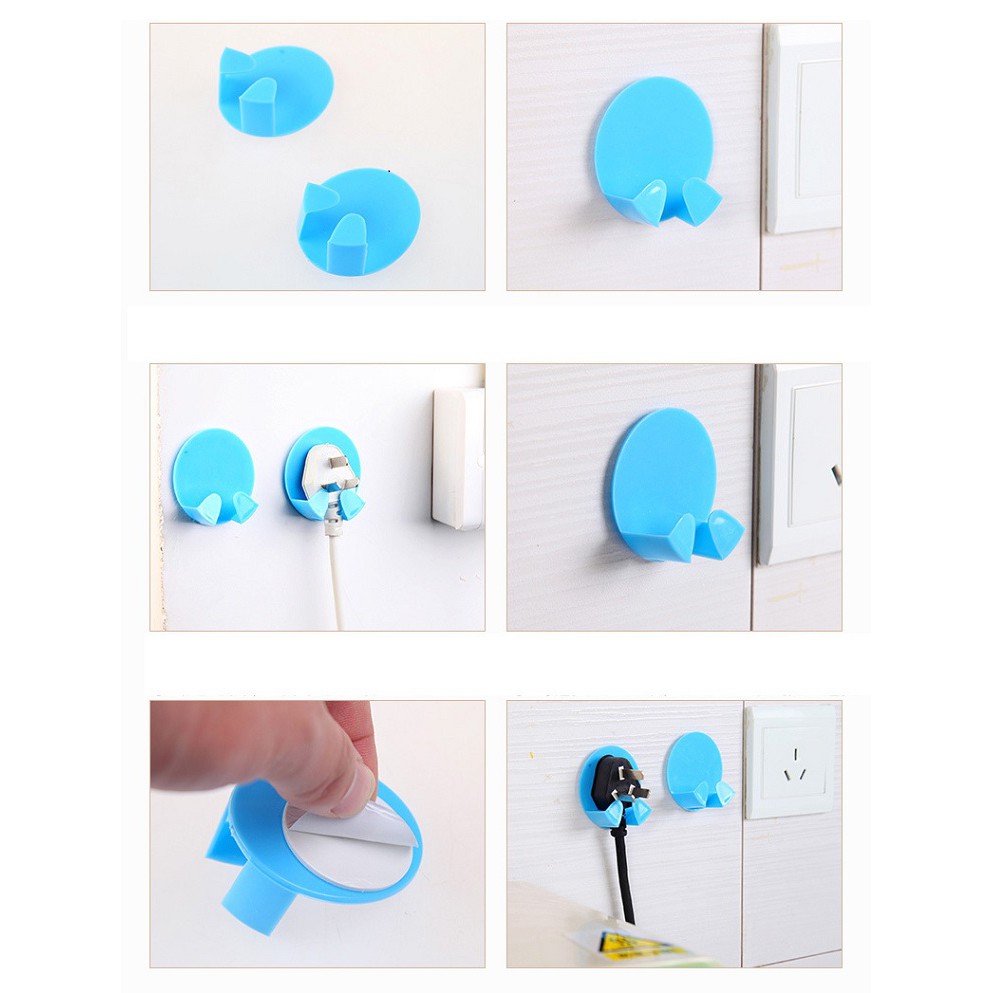 SET 2 núm treo phích cắm điện dán tường bằng nhựa nhiều màu