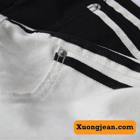 Quần Short bò ngố Jeans nam 2 sọc (có 2 màu đen/trắng) ་