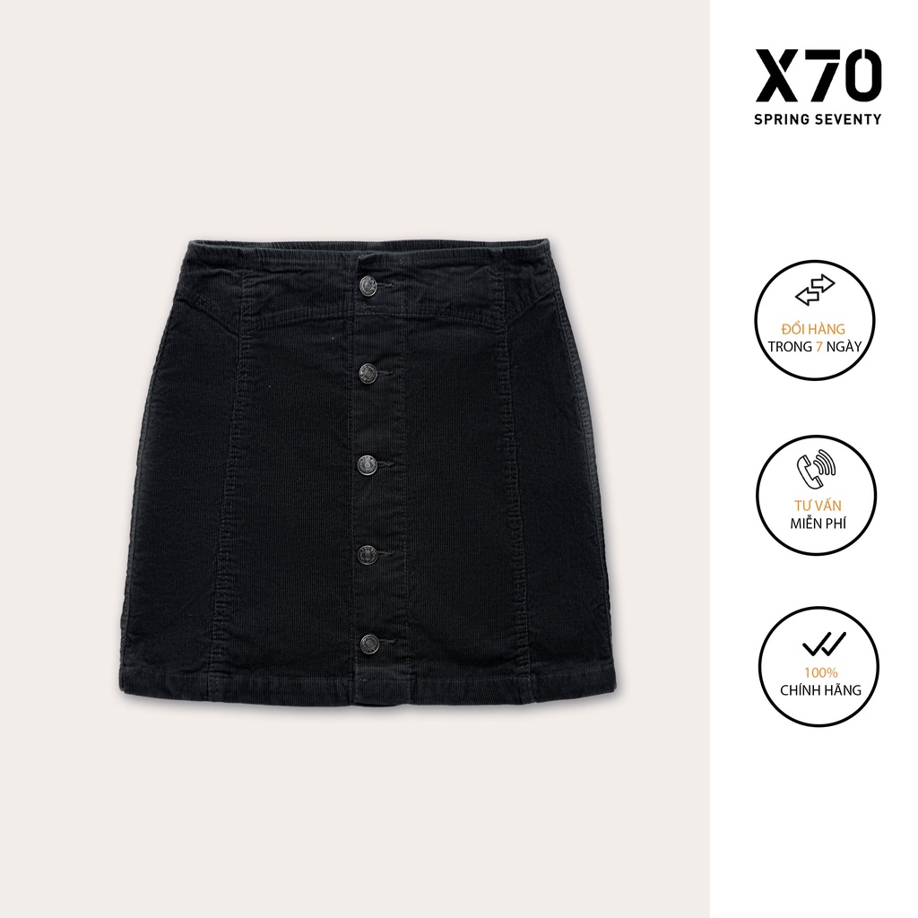 Chân Váy Nữ Nhung Tăm Kiểu Dáng Form Chữ A Thiết Kế Đính Nút Thời Trang X70 - 04500014
