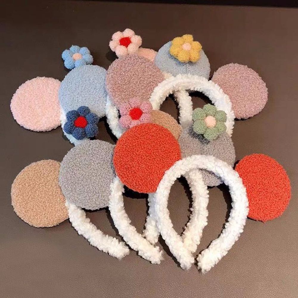 Cài tóc cotton mềm hình tai gấu và bông hoa nhiều màu sắc phong cách Hàn Quốc cho nữ