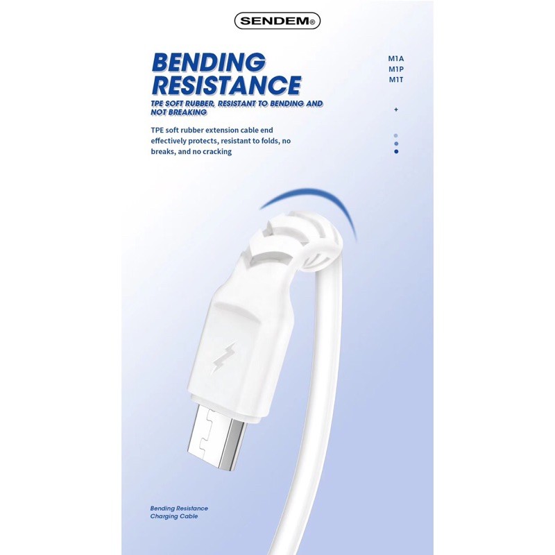 Cáp sạc nhanh sendem M1 chính hãng chống gẫy đầu giá rẻ dành cho mọi dòng máy iphone/ss/oppo/micro/type-c
