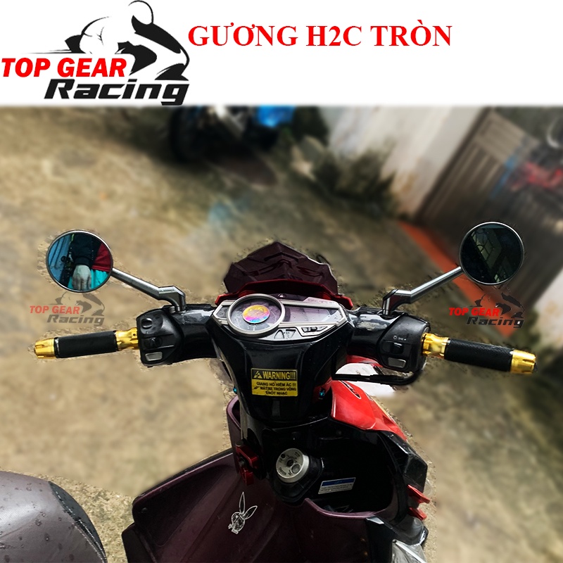 Gương Tròn H2C - Gương tròn xe máy CNC chân xéo &lt;TOPGEAR&gt;