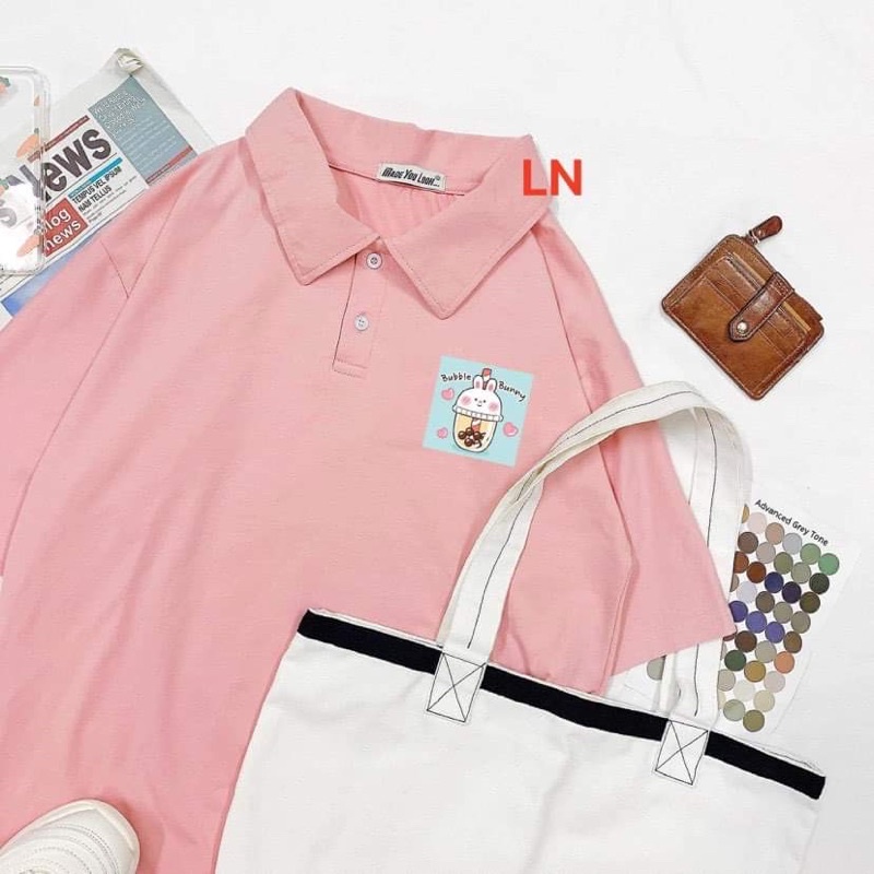 Áo polo thỏ trà sữa bunny LN11