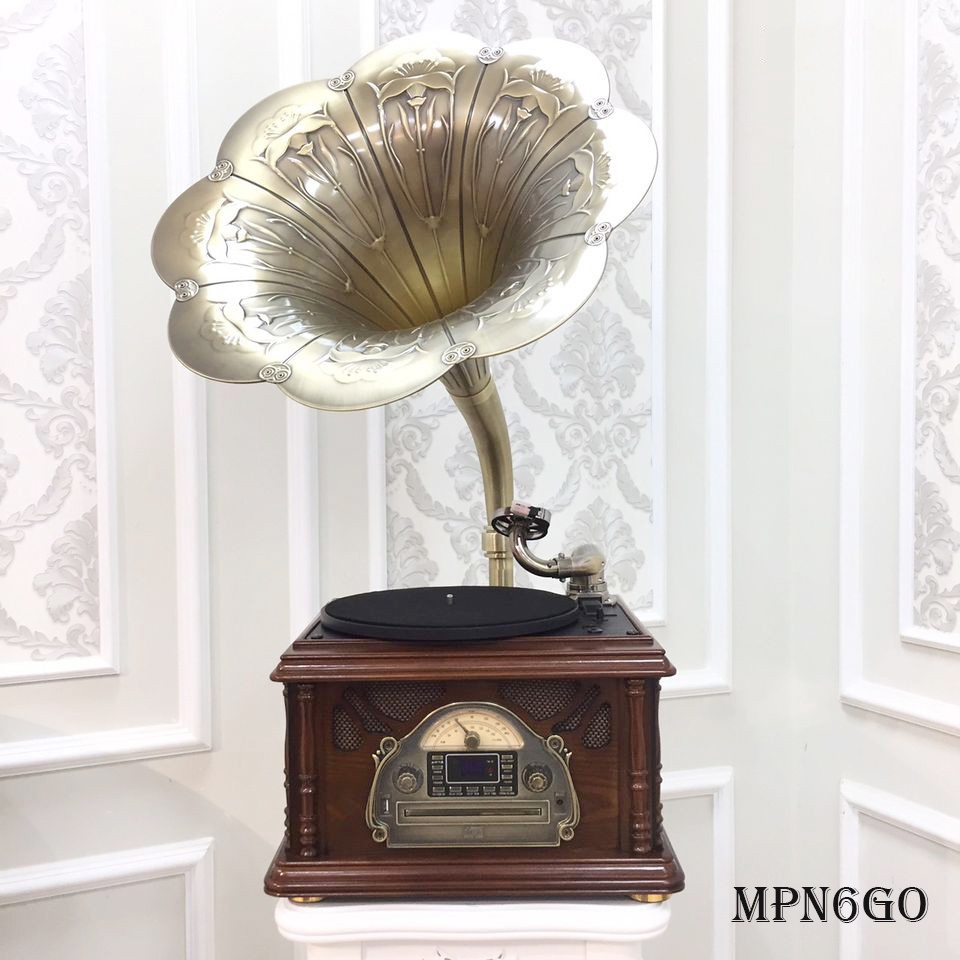 Máy phát nhạc đĩa than, loa kèn đồng tân cổ điển MPN6GO - chạy đĩa than, CD, USB, Bluetooth và FM cực hay.
