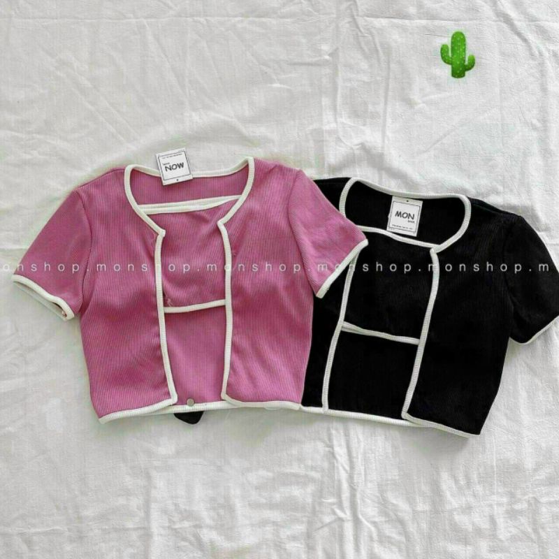 set áo ống kèm áo khoác ngắn tay viền cực chất