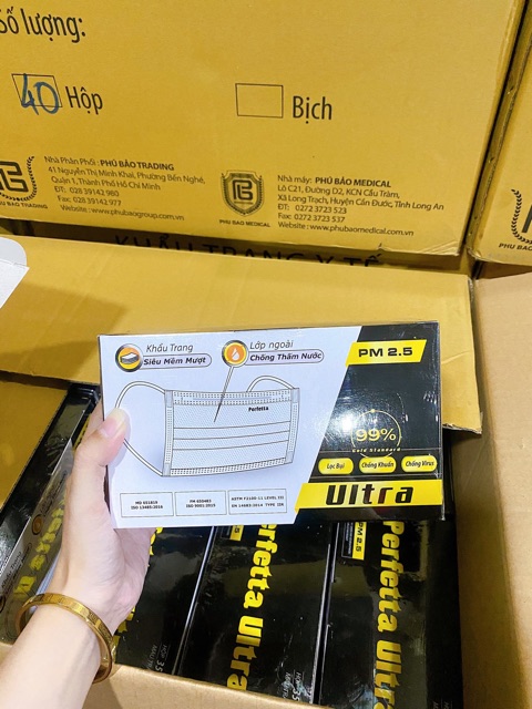 Khẩu Trang Perfetta Ultra 4 lớp hộp 35 cái (có logo)