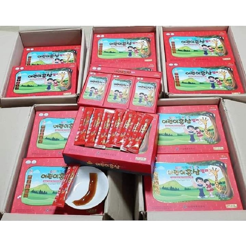 Thạch Hồng Sâm Trẻ Em Kanghwa Kids Red Ginseng Jelly Hàn Quốc, Hộp 30 Gói * 20g, Giúp Tăng Sức Đề Kháng