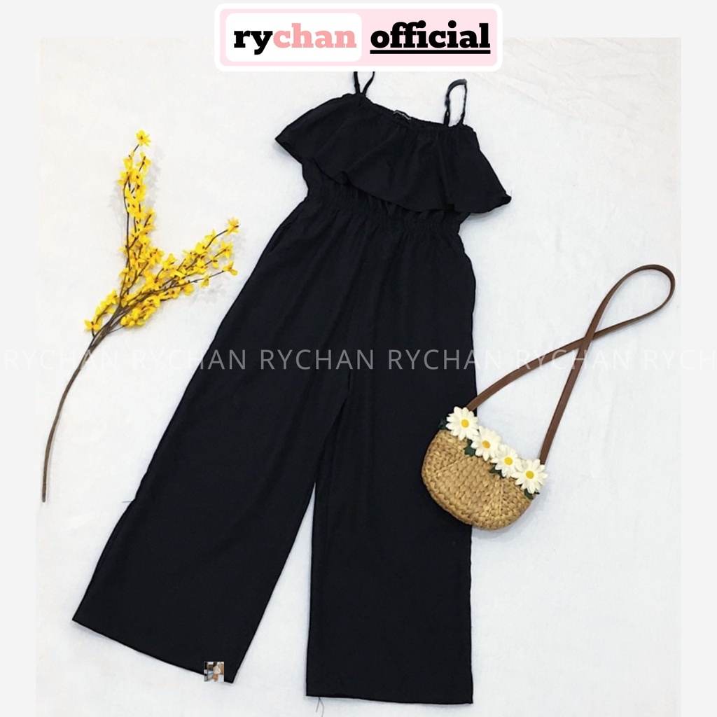 Jumpsuit Hai Dây Tà Bèo Ngực Liền Thân Dễ Thương Năng Động, Jump 2 Dây Màu Vàng Xanh Đen [ẢNH THẬT CUỐI] - JU779