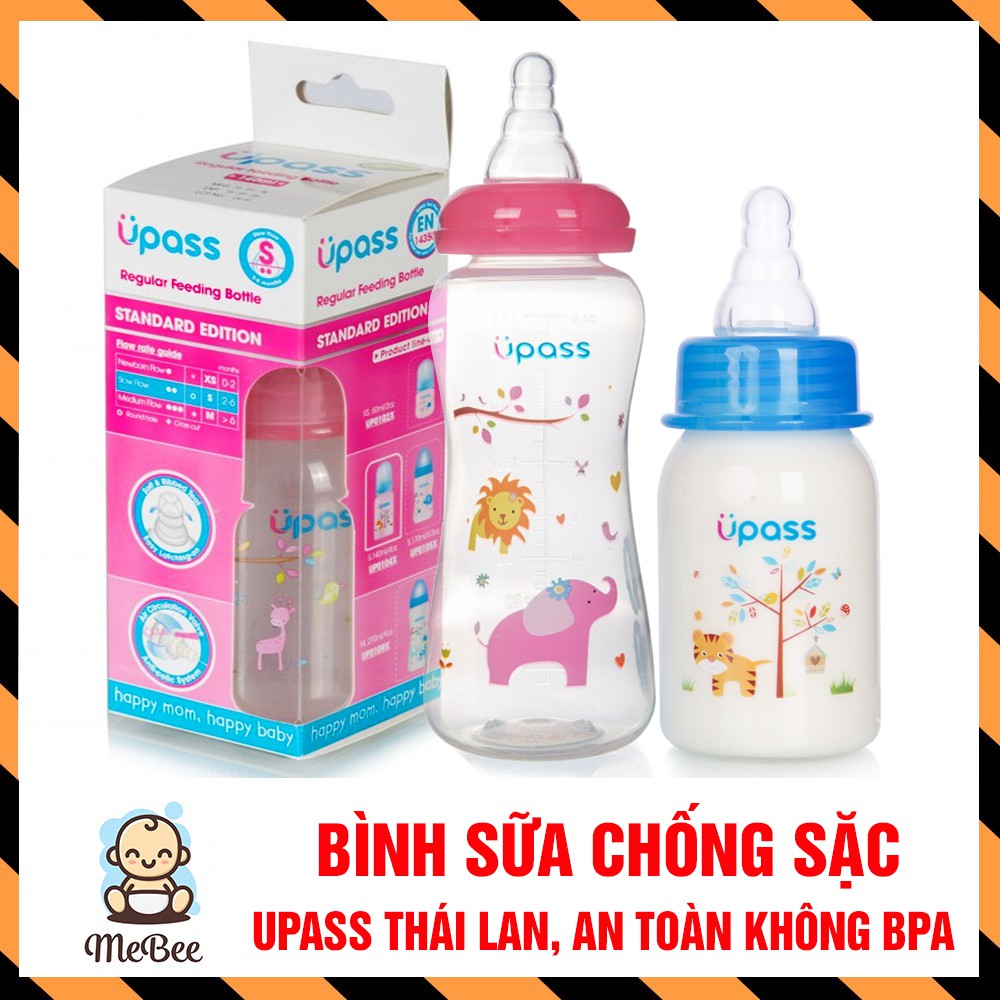 Bình Sữa Chống Sặc Upass Thái Lan Cổ Thường cho bé (140ml - 170ml- 270ml)