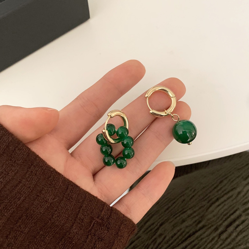 Khuyên tai tròn không đối xứng thời trang phong cách retro cá tính