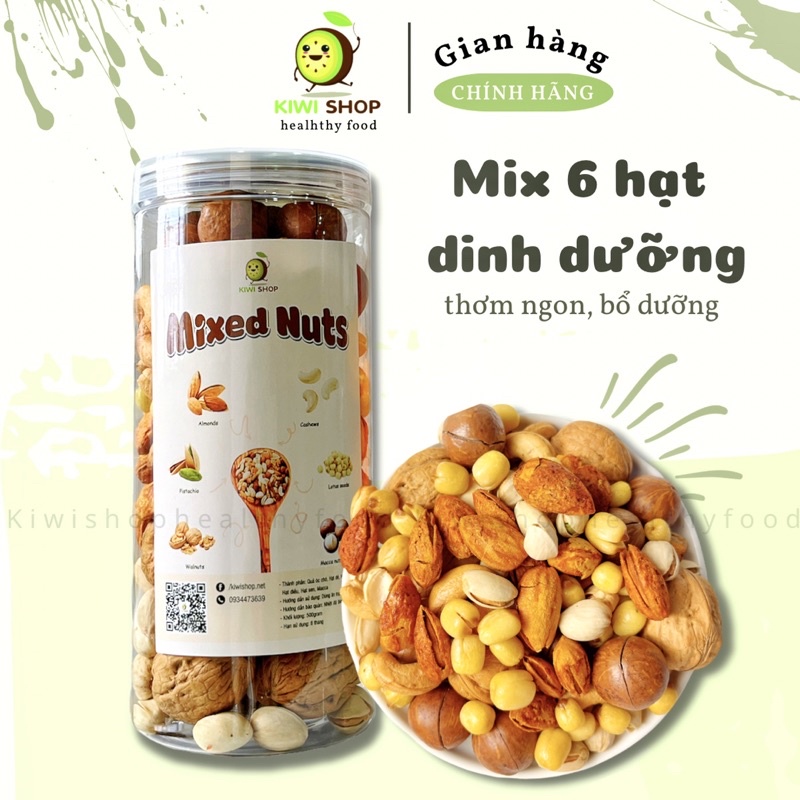 Mix 6 loại hạt dinh dưỡng hũ 500GR cho mẹ bầu, eatclean |KIWISHOP-HEALTHY|