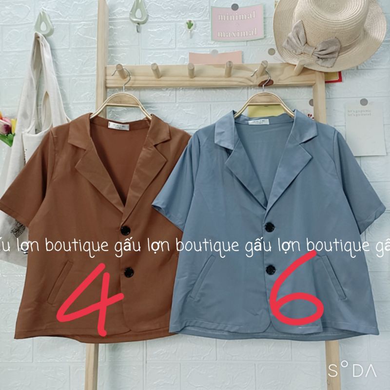 áo blazer ngắn tay trơn basic ảnh thật