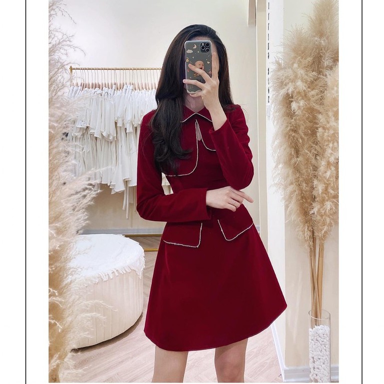 Đầm dự tiệc, đầm dạo phố cổ sen tròn phối túi tay dài siêu xinh - Hali Dress | BigBuy360 - bigbuy360.vn