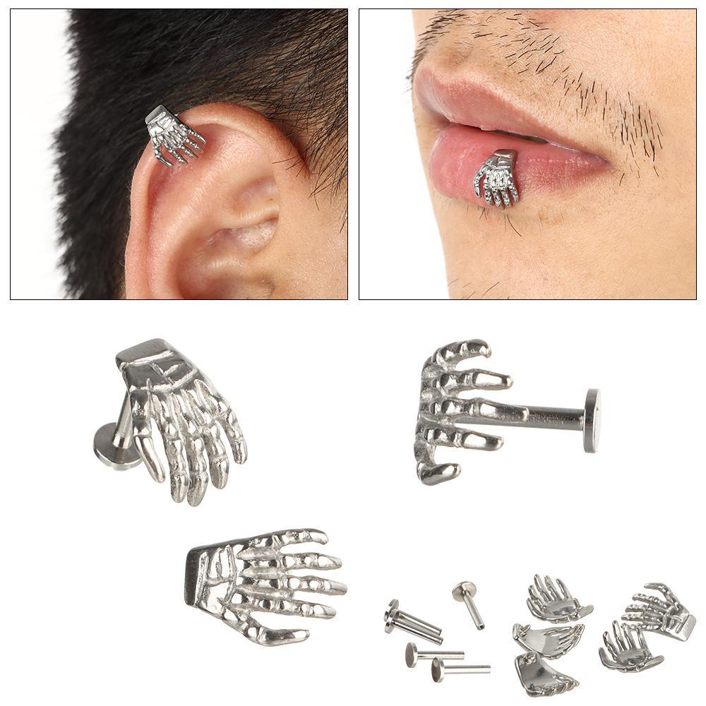 HS Khuyên Tai / Môi / Môi / Môi Bằng Thép Không Gỉ Hình Bàn Tay Quỷ