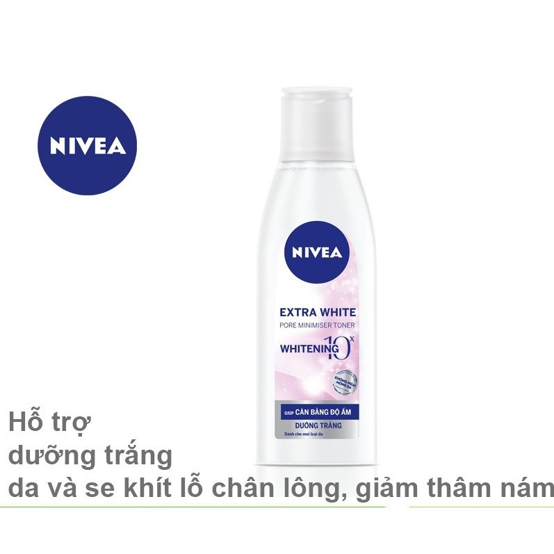 Nước hoa hồng NIVEA Extra White dưỡng trắng da và se khít lỗ chân lông (Chai 200ml)