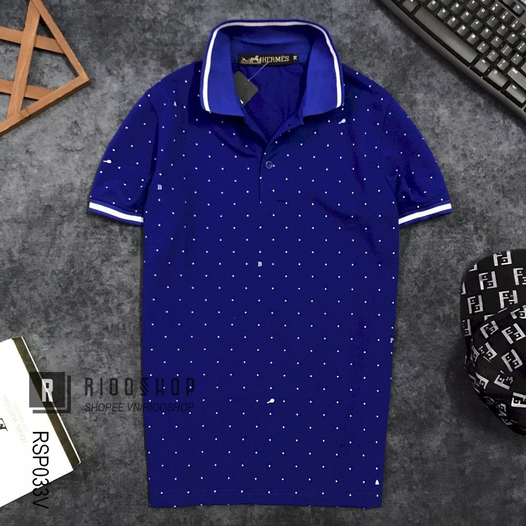 Áo thun nam chấm bi có cổ cao cấp phối bo viền tay RSP033V - áo polo nam Riooshop | BigBuy360 - bigbuy360.vn