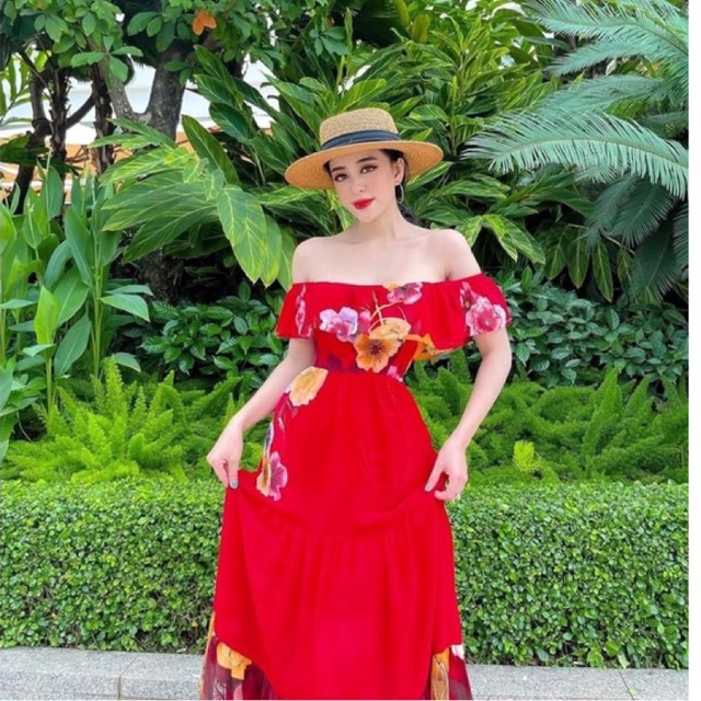 Đầm maxi hoa to