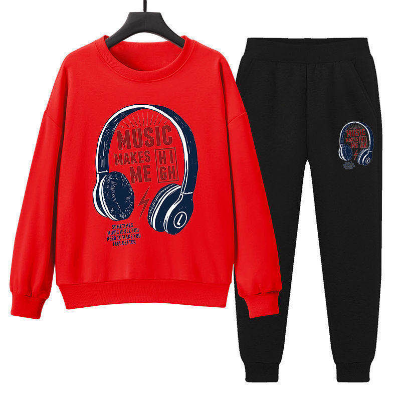 Set Áo Nỉ Dài Tay Cổ Tròn + Quần Dài Lưng Thun Thời Trang Cho Bé Trai