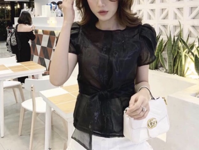 Áo nơ nâu tiểu thư