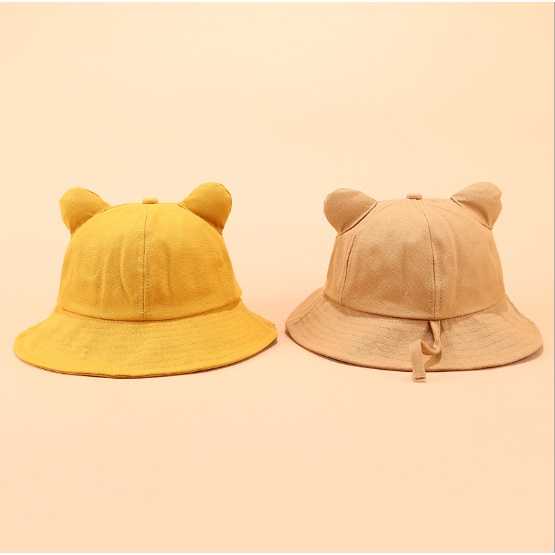 Nón bucket nữ dễ thương mũ bucket tai gấu có dây điều chỉnh theo size đầu