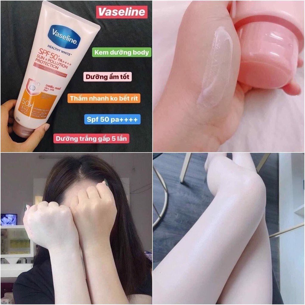 Dưỡng Thể Chống Nắng Vaseline Healthy White 50X 320ml