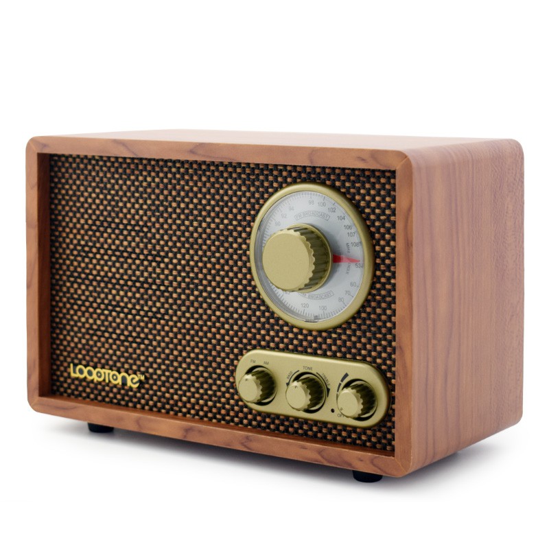 ĐÀI RADIO AM/ FM ĐẶT BÀN VỎ GỖ CỔ ĐIỂN LOOPTONE DSY-R08 BLUETOOTH