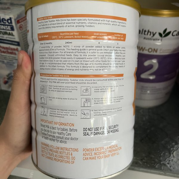 Sữa bột Toddler Milk Drink Healthy Care số 3 của Úc - Bổ sung dưỡng chất giúp bé phát triển toàn diện (900g)