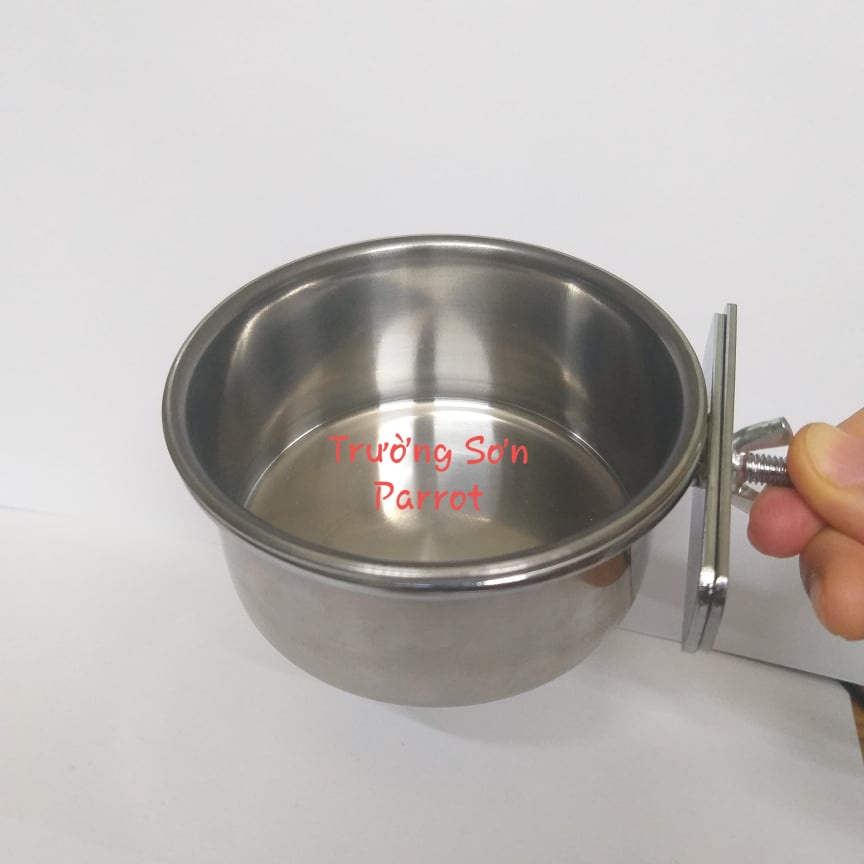 1 Cóng inox cho vẹt, chim, hamster... gắn lồng đựng thức ăn đường kính 6,5cm, 10cm