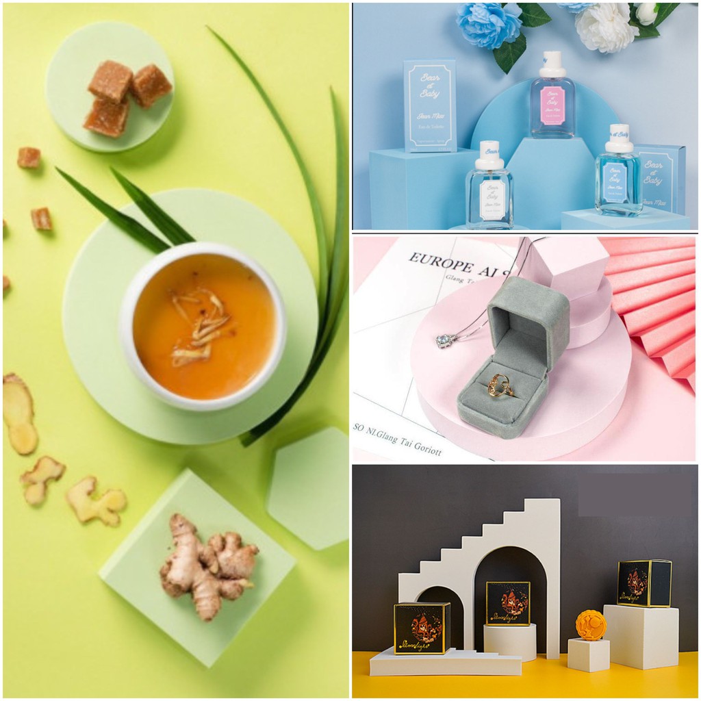 Link 3. (NHIỀU SIZE- NHIỀU MẪU) Khối hình học phụ kiện trang trí chụp ảnh sản phẩm trang sức, mỹ phẩm, nước uống