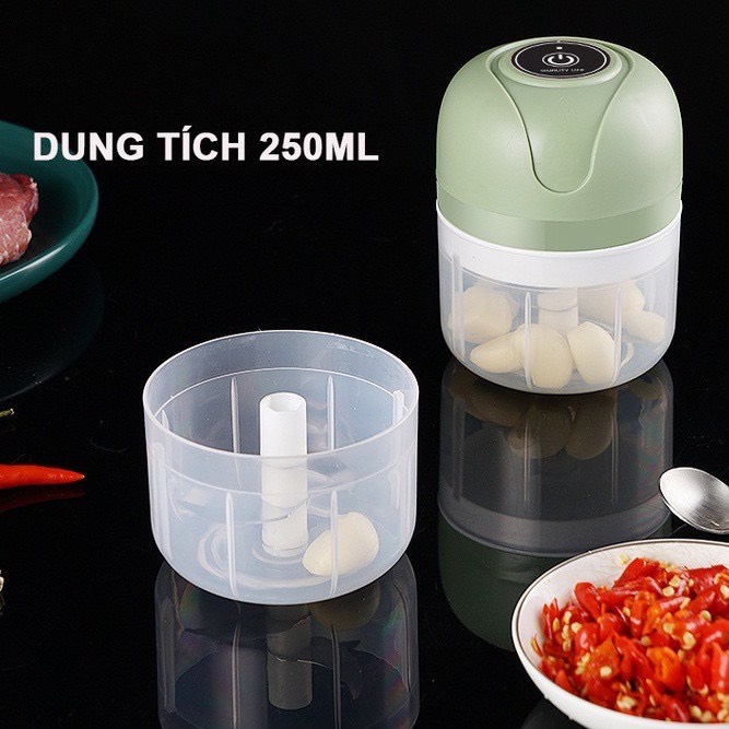 [MẪU MỚI] MÁY XAY TỎI ỚT MINI TÍCH ĐIỆN THẾ HỆ MỚI THỂ TÍCH 250ML